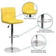 thumbnail image 5 of Flash Furniture Contemporary Yellow Quilted Vinyl Adjustable Height Barstool with Chrome Base, 5 of 12