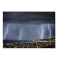 thumbnail image 1 of Nature Cutting Board, Majestic View on Coastal Town in Dark Stormy Night Giant Rain Cloud and Photo, Decorative Tempered Glass Cutting and Serving Board, Small Size, Multicolor, by Ambesonne, 1 of 1