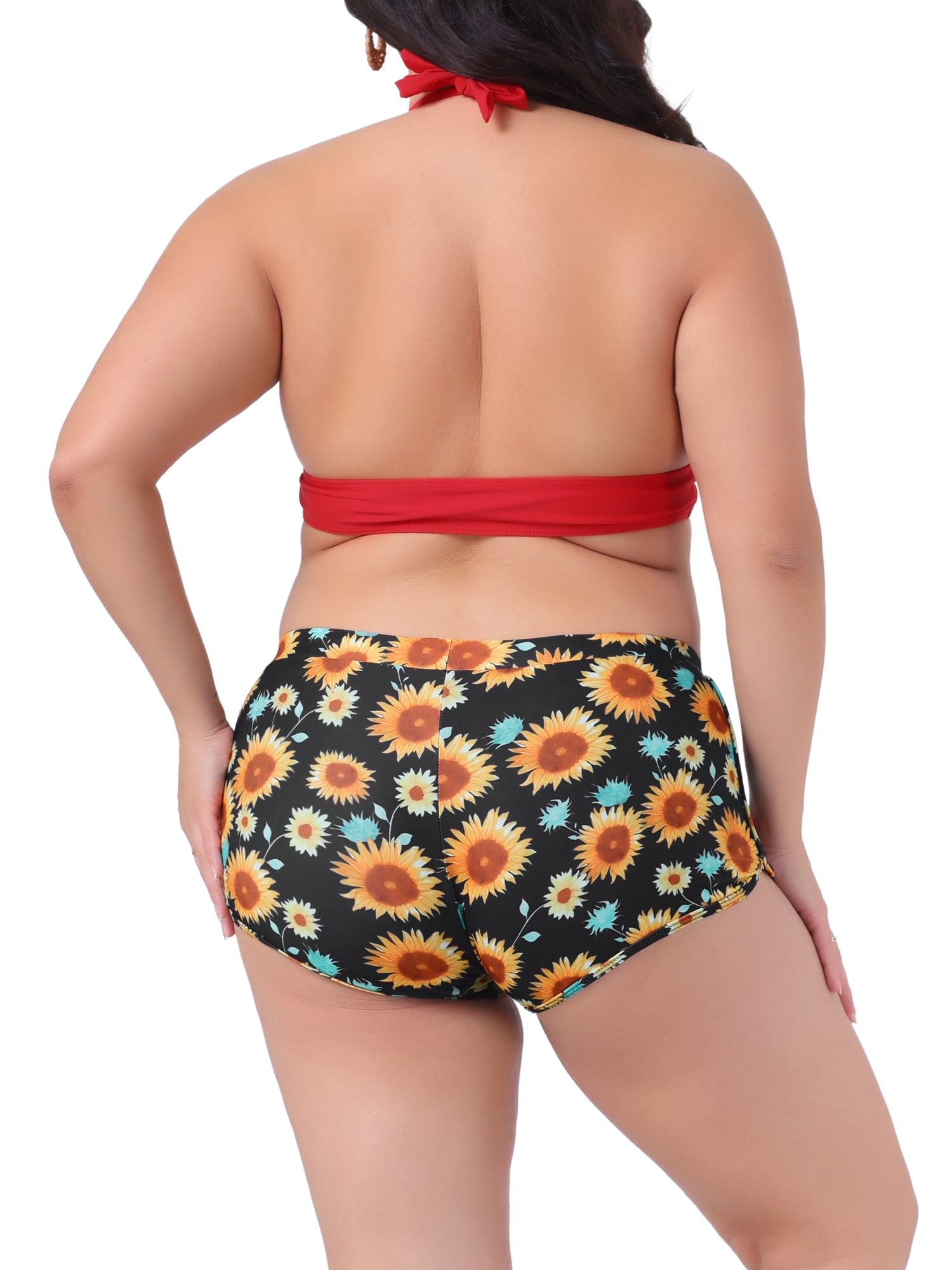 DARING DIVA Women's Plus Size 2 Pcs Swimsuits Halter Bathing Suit Sets 4X Red