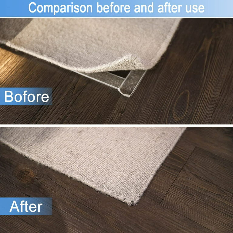 Rug Anchors Carpet Hook and Loop Non-Slip Mat Anti-Skid Stickers (12PCS,  Black)