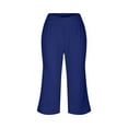thumbnail image 4 of Annhoo Women's Wide Leg Capri Pants V Crossover High Waisted Pants Summer Sports Yoga Trouser with Pockets, 4 of 7