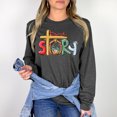 thumbnail image 4 of Love in Faith | True Story Manger Long Sleeve | Heather Charcoal | Christian T-Shirts for Women | Faith Based Apparel |Christian Gifts, 4 of 7