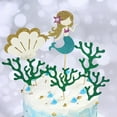 thumbnail image 3 of Glitter Mermaid Theme Birthday Cake Topper with Seaweed and Mermaid, Cake Cupcake Toppers for Girls Mermaid Themed Birthday Cake Party Decorations, 3 of 5
