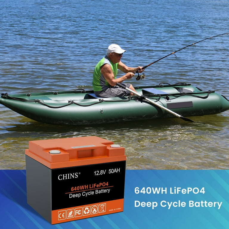 Chins LiFePO4 Lithium Iron Battery 12V 50Ah for CCTV Camera, Orange