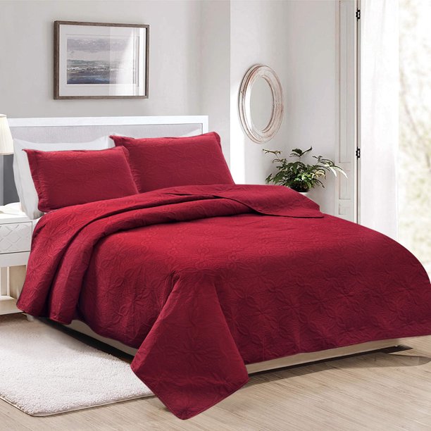 JML 3 Piece Quilt Set King Size Soft Microfiber Lightweight Coverlet