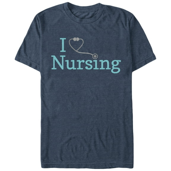 Men's CHIN UP I Love Nursing Stethoscope  Graphic Tee Navy Blue Heather Medium