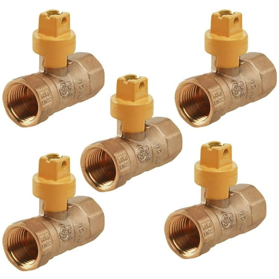 Midline Valve 12SCRWGAS-5 Premium Brass Gas Ball Valve with Screwdriver Slotted Handle, 1/2 in. FIP Connections (Pack of 5)