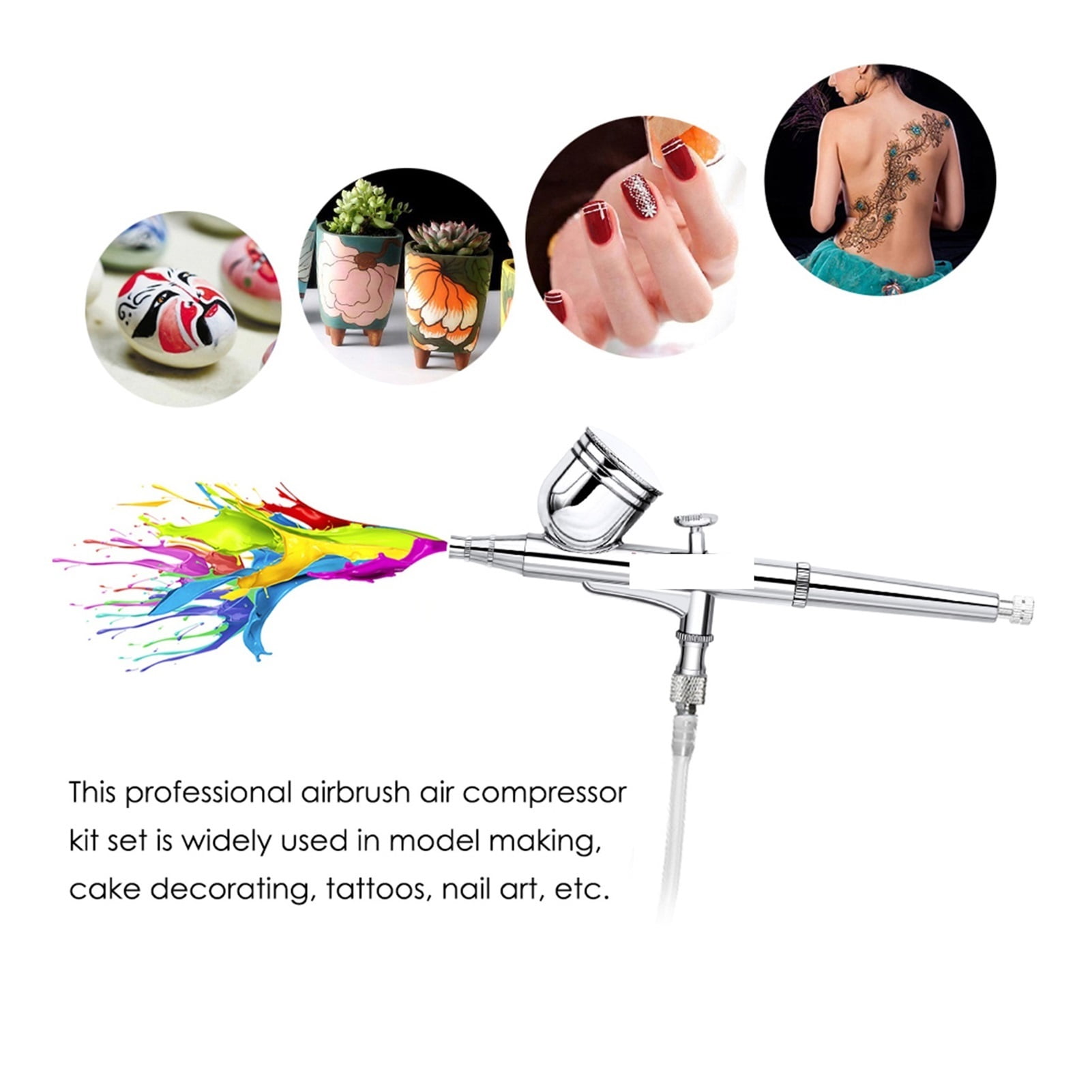 0.3MM 7CC Dual-Action Airbrush With Box Gravity Spray Gun Air Hose For Art Cake Nail Model Paint Spraying Hobby ,Versatile applications
