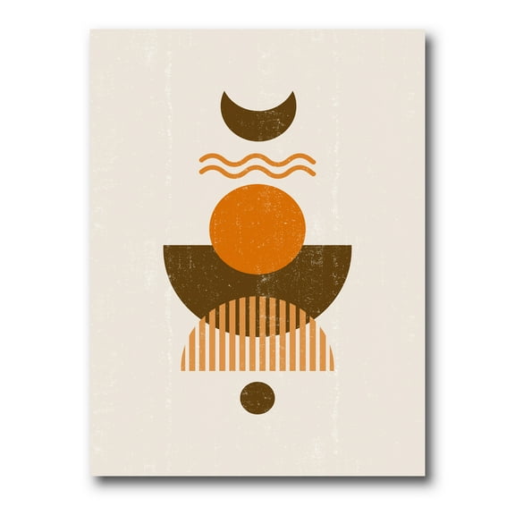 Designart ' Abstract Moon and Sun In Earth Tones ' Modern Canvas Wall Art Print