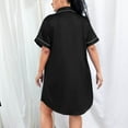 thumbnail image 4 of Comfortable Nightgowns New Women's Plus Size Sleepwear Button Front Contrast Binding Pocket Satin Nightdress Home Wear Nightgown Black 5XL, 4 of 8