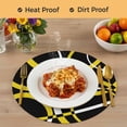 thumbnail image 4 of Yellow Geometric Round 15 Inch Placemats Set of 8, Modern Abstract Simple Lines Black HeatResistant Non Slip Place Mats for Dining Table, Wipeable Braided Kitchen Table Mats for Housewarming, 4 of 9