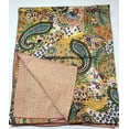 thumbnail image 2 of Handblock Multi Pasiely Print Handmade Cotton Kantha Quilting Throw Blanket Hippie Queen/King Size Bohemian Block Kantha Quilt, 2 of 4