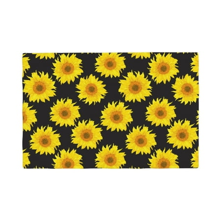 

Placemats Set of 4 Bright sunflowers black Place mats for Dining Table Indoor/Outdoor Cute Heat Resistant Washable Table Mats(18 x 12 )
