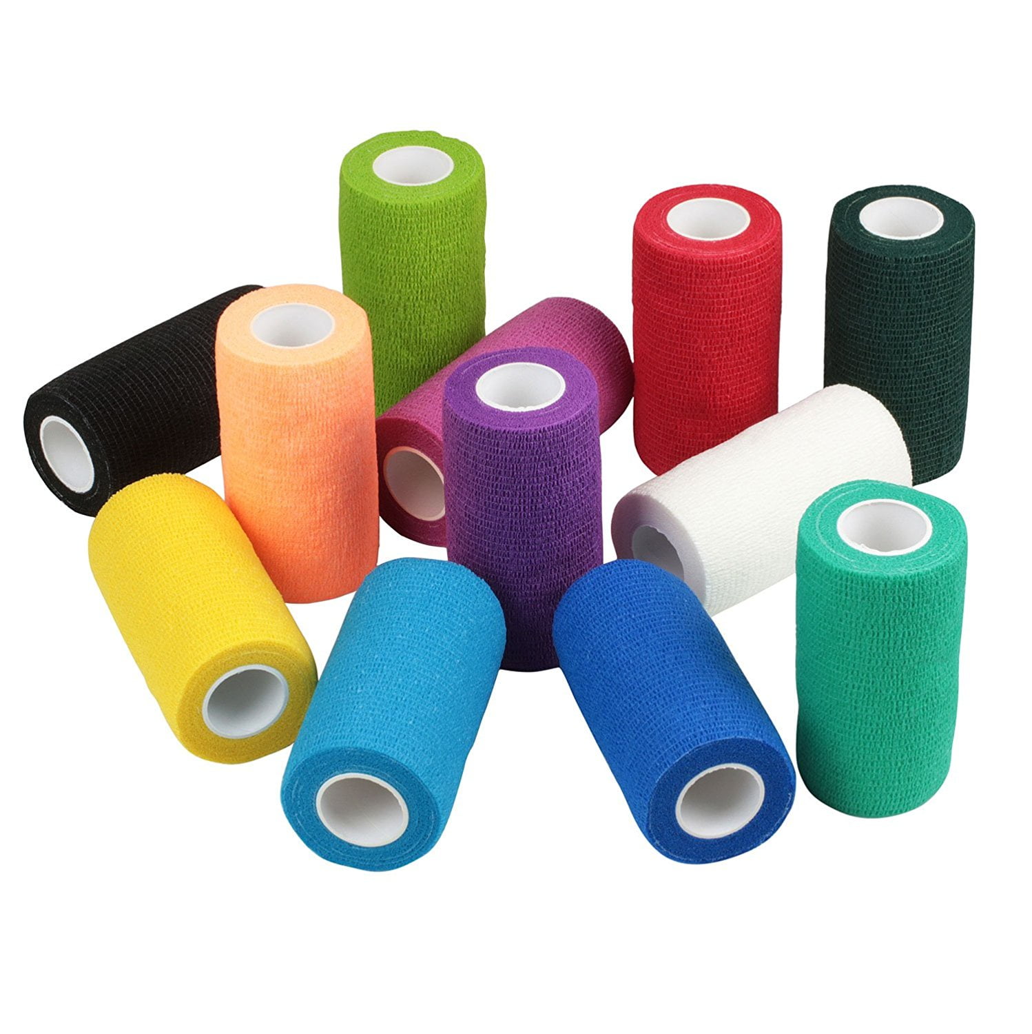 Assorted Colors 4 Inch Vet Wrap Tape Bulk 6, 12, 18, or 24 Packs Self-Adhesive Self Adherent Adhering Flex Bandage Rap Grip Roll for Dog Cat Pet Horse 