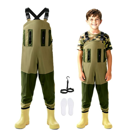 Ghosthorn Chest Waders for Kids,Ultralight Youth Waterproof Fishing Waders,Nylon PVC Duck Hunting Waders for Toddler Children