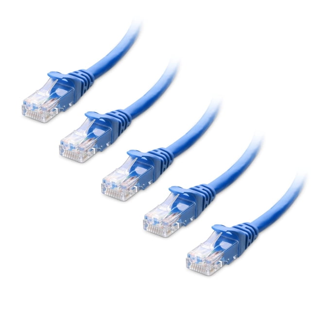 Cable Matters 10Gbps 5-Pack Snagless Short Cat 6 Ethernet Cable 7 ft (Cat 6 Cable, Cat6 Cable, Internet Cable, Network Cable) in Blue