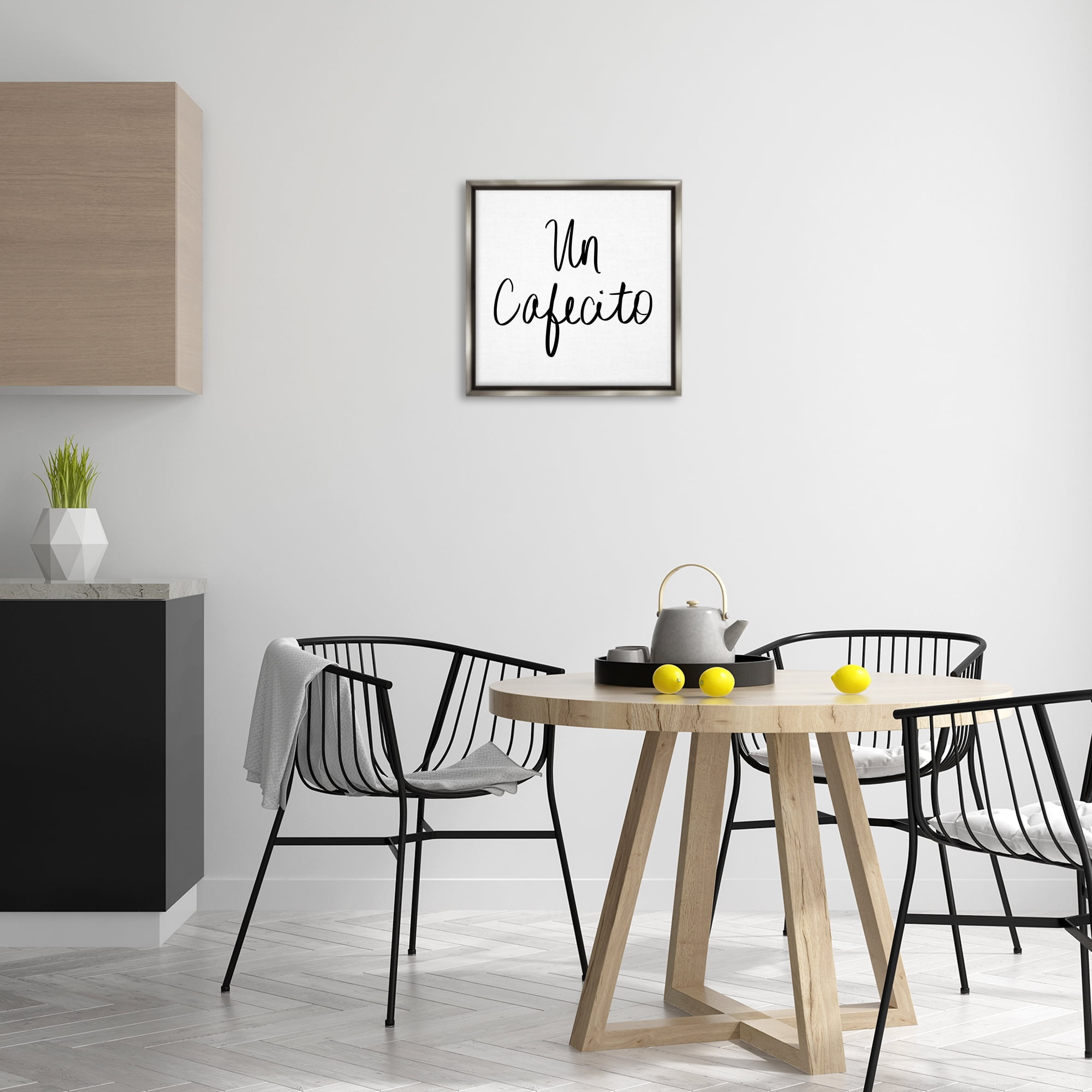 Stupell Industries Un Cafecito Diseño Minimalista Food & Beverage Painting Gray Floater Framed Art Print Wall Art, 18 x 18