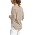 thumbnail image 3 of Langwyqu Women Solid Color V Neck 3/4 Sleeve Casual Loose Shirt, 3 of 5