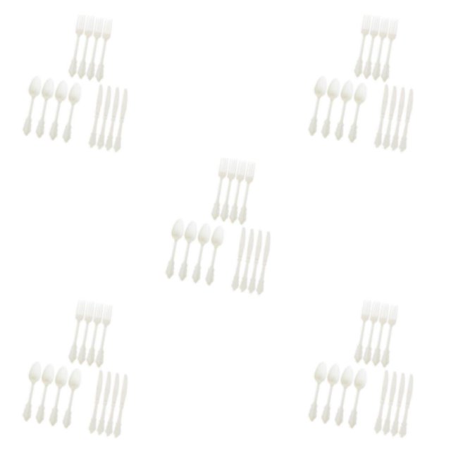 Thinsony Stylish Premium Plastic Forks Spoons and for Party Decor Silverware White 18.5cm 5Set