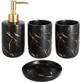 thumbnail image 3 of Juego completo de accesorios de baño negro, 4 piezas de accesorios de decoración de baño de cerámica, incluye dispensador de loción, 2 vasos, 3 of 5