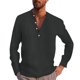 thumbnail image 3 of Camisas De Para Hombre Moda para hombre Casual Primavera y otoño Moda Color sólido Botón Manga larga Cuello Camisa Top (Black, 5XL), 3 of 6