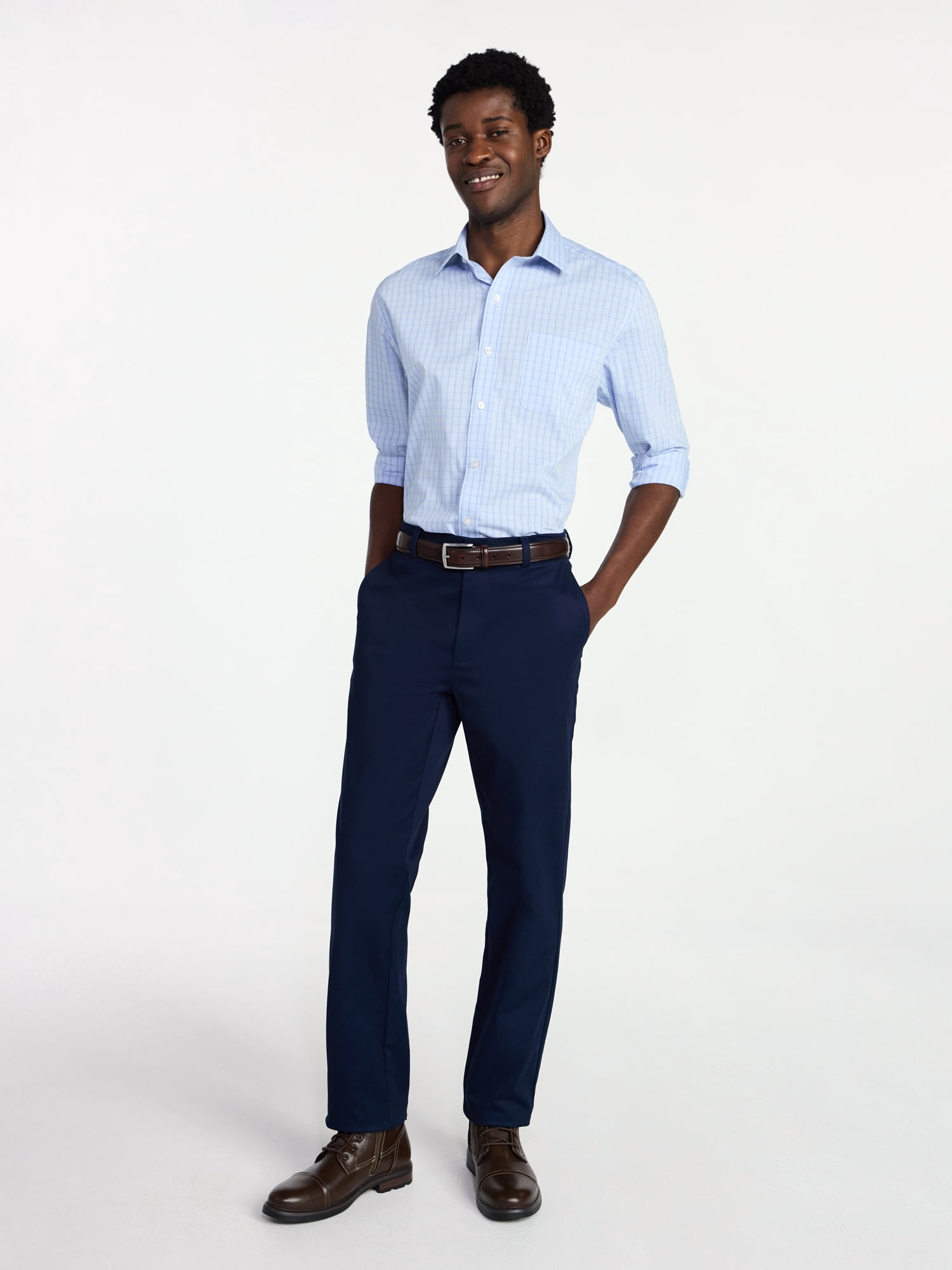 George Men's and Big Men's Classic Dress Shirt with Long Sleeves, Sizes S-3XL