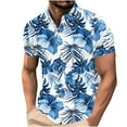 thumbnail image 2 of ALLLIST Collared Men Shirts Casual Short Sleeve Button Down Shirts Floral Blue Men's Clothing, 2 of 5