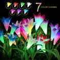 thumbnail image 5 of Spencer 2 Pack Outdoor Solar Garden Stake Lights Solar Powered Lights with 8 Lily Flowers, 7 Color Changing LED Solar Garden Lights for Patio, Yard, Lawn, Pathway (Blue), 5 of 11