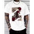 thumbnail image 1 of Rose Print Soft & Comfortable Tee Shirt - Men's Casual Short Sleeve T-Shirts for Summer - Breathable, Lightweight, Classic Fit, Relaxed Style Tee For Adult, Men, Women, Teen, Teenager, Adole, 1 of 6