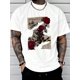thumbnail image 1 of Men's Skull Print Round Neck Short Sleeve T-shirt, Gothic Casual Fashion Graphic Loungewear Pajamas Top For Summer Tee For Adult, Men, Women, Teen, Teenager, Adolescent, Youth, 1 of 6