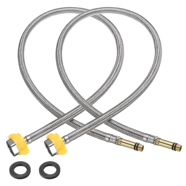 Conector de líneas de suministro de grifo de 2 piezas de 31" G1/2 hembra con rosca de compresión x conector macho M10 para cocina (plata)