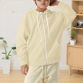 thumbnail image 2 of Staki Kids Heavyweight Zip Up Hoodie Jacket Premium Kangaroo Pocket Long Sleeve Durable Everyday Sweater 3-12Y(Beige,7-8 Years), 2 of 5