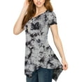 thumbnail image 4 of Made by Johnny Women's Short Sleeve All Over Tie-Dye Tunic Top XXL WHITE_BLACK, 4 of 6
