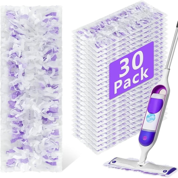 ZQZiQi Disposable Power Mop Refills, Microfiber Material Pad, Dry/Wet Use for Floor Cleaning, 30 Count