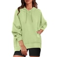 thumbnail image 2 of Tumotour Sweatshirts For Women Drawstring Long Sleeved Pockets Hooded Casual Solid Color Loose Fit Fall Winter 2024 Sweatshirts Top, 2 of 6