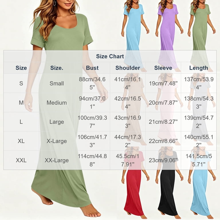 bodycon dress size chart Kojanyu Women's Short Sleeve Beach Maxi 2026 Casual Summer Crew Neck Loose Long Dresses, Sizes S-XXL Key Features Amarra Floral Ruffle Pleated Midi Color:#2-Byzantium