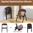thumbnail image 6 of Ktaxon Folding Chairs Beech Frame Foldable Event Chairs PU Padded Diner Chairs for Office and Party Reading Dining Set of 2 Walnut Color, 6 of 8