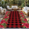 thumbnail image 3 of Fsddascl Christmas Poinsettia Outdoor Rug for Patio/Deck/Porch, Non-Slip Large Area Rug 5 x 8 Ft, Red Plaid Xmas Botanical Pine Cones Indoor Outdoor Rugs Washable Area Rugs, Camping Rug Carpet Runner, 3 of 9