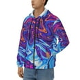 thumbnail image 3 of Uemuo Swirl Print Blue Purple for Men's Fashion Full-zip Hoodies & Sweatshirts with Kangaroo Pocket, Zip-up Hooded Sweatshirt, Moisture Wicking & Breathable-3X-Large, 3 of 5