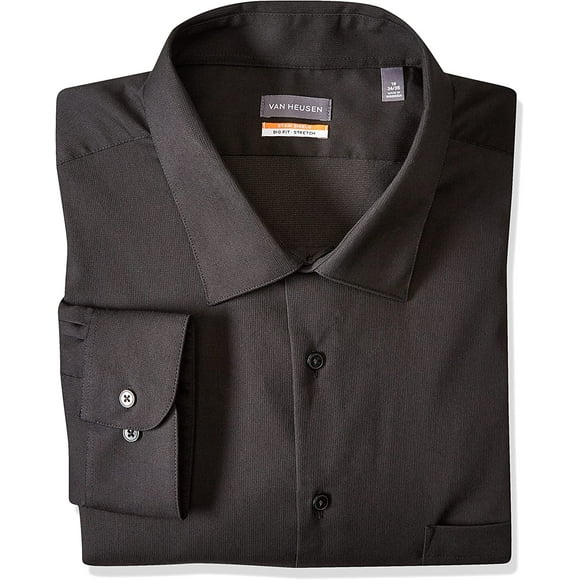 Van Heusen mens Regular Fit Stain Shield Stretch Dress Shirt, Black, 15 -15.5 Neck 32 -33 Sleeve Medium US