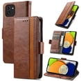 thumbnail image 1 of Case for Samsung Galaxy A03S Cover Leather Wallet Folio Case Book Design Flip Magnetic Closure - Brown, 1 of 5