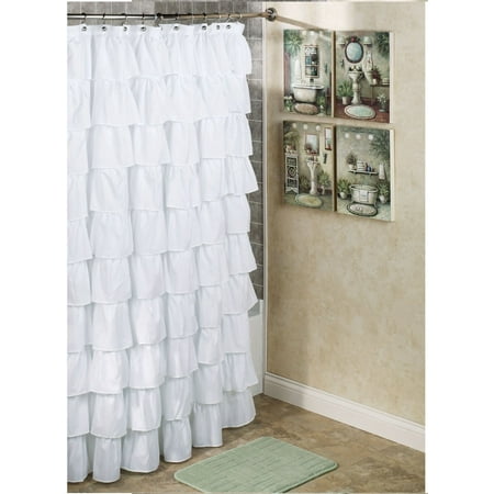 1PC Shower Curtain Gypsy Ruffle Bathroom Curtain with Ruffle Crushed Semi-Sheeer Voile Panel Fully Stitched 70
