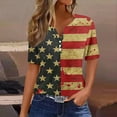 thumbnail image 2 of successthop Patriotic Shirts for Women Flags Plus Size USA Birthday T Shirt Holiday Top V Neck 3/4 Sleeve Clothes S, 2 of 5