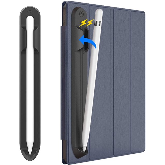 Portalápices para iPad 2020 (8.ª generación) 2019 2018/ iPad Air/ 9.7 / Pro 9.7"/ Pro 10.5"/12.9"/Pro 12.9/, Lápiz de silicona magnético 1.ª 2.ª generación Funda de bolsillo de cuero Xemadio LRWJ1000-1