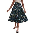 thumbnail image 6 of Women’s High Waist Floral Print Maxi Skirt with Elastic Waistband and Drawstring Bohemian Style A-Line Long Skirt for Casual Wear Dark Blue XL, 6 of 6