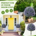 thumbnail image 3 of Xwl 2 Pack 24" Artificial Topiary Ball Trees with Lavender Flowers, UV Resistant Fake Topiary Bushes with Ground Spike, Outdoor Faux Plants for Front Door, Patio, Garden Decor (Purple), 3 of 6
