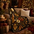 thumbnail image 3 of Woodland Fox Moth Botanical Art, Festive autumn celebration Scene, Warm Flannel Blanket for Cabin and Lodge with Detailed Artwork, Art Lovers autumn celebration Gift, Festive Home Decor, 3 of 9