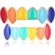 thumbnail image 1 of Parrillas de arcoíris chapadas en oro de 14 quilates con dientes de vampiro de colores arcoíris de estilo hip hop + 2 barras de moldeado adicionales, 1 of 5