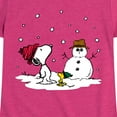 thumbnail image 3 of Peanuts - Snoopy Woodstock Snowman - Toddler & Youth Girls Short Sleeve Graphic T-Shirt, 3 of 6