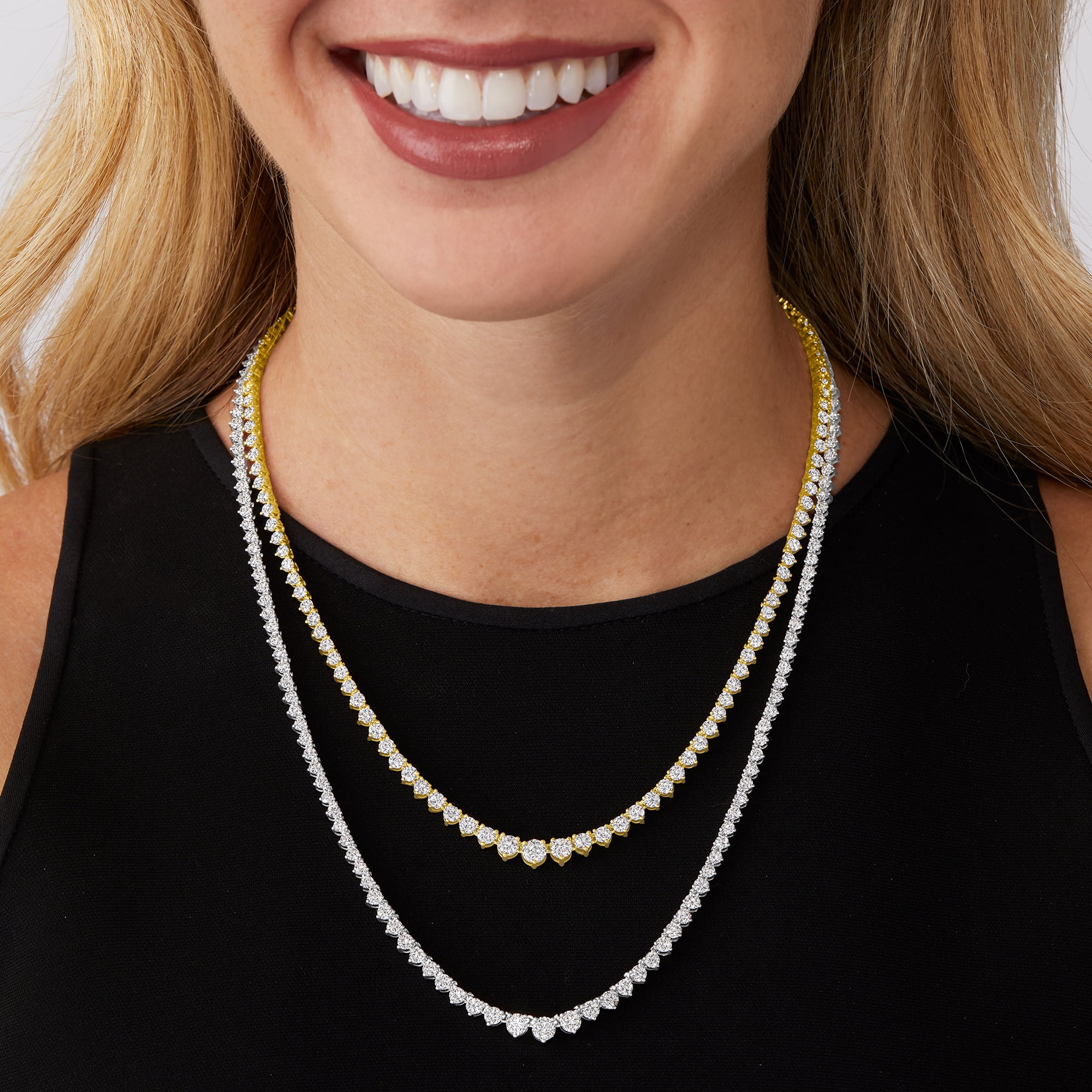 Clustered Heart Tennis Necklace 7mm | Tennis Chain | Gold Presidents